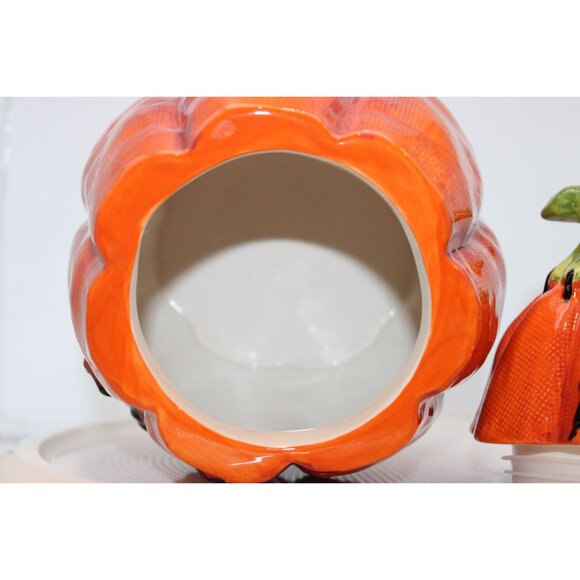 Cookie Jar - Stitch Pumpkin by Blue Sky Pottery  - 12" - Picture 3 of 5